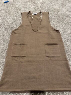 Double Zero Brown Sleeveless V-Neck Knit Tunic